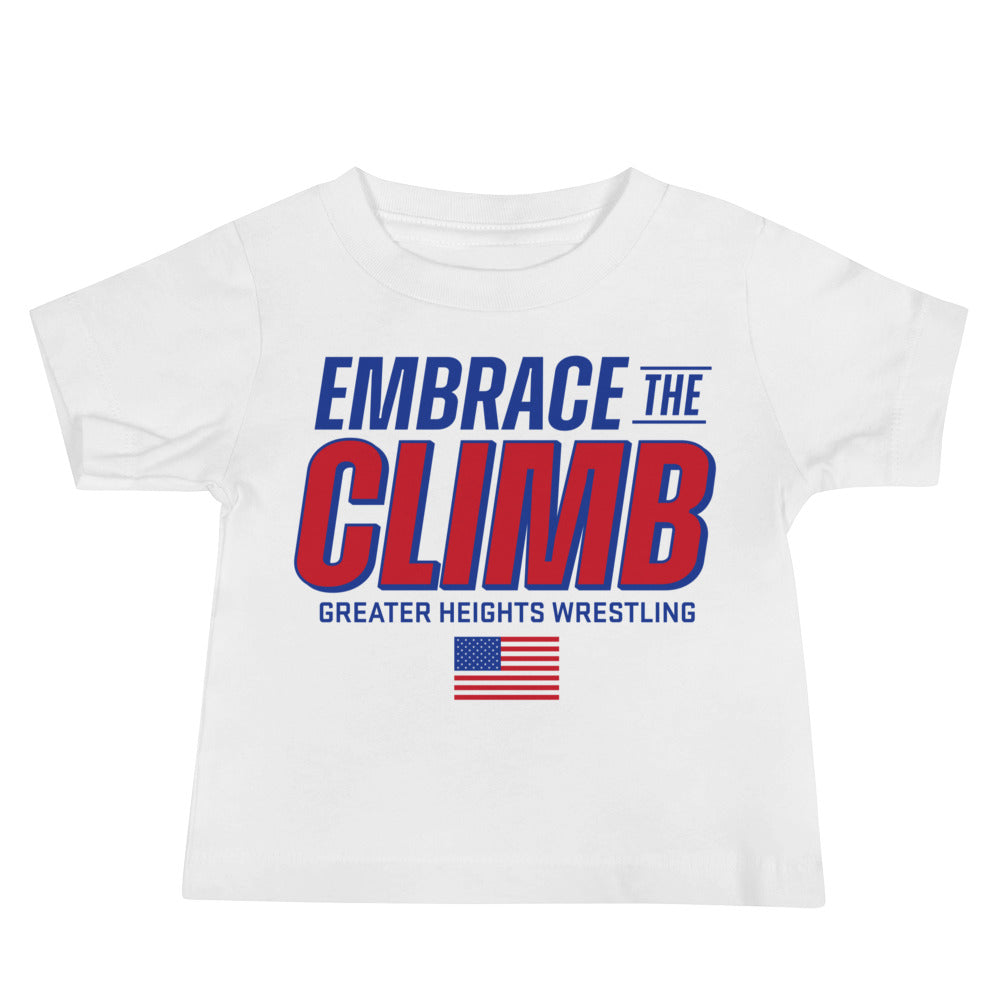 Greater Heights Wrestling Embrace The Climb 3 Baby Jersey Short Sleeve Tee