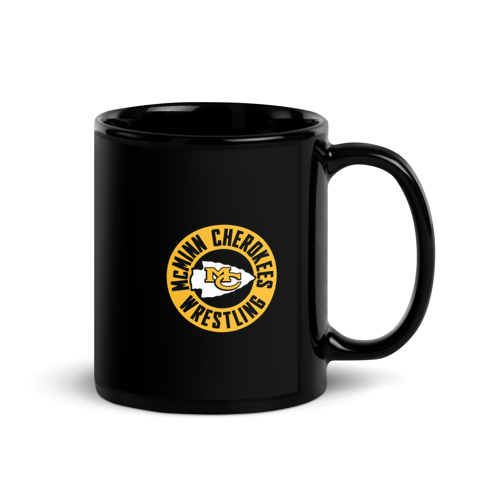 McMinn Cherokees Wrestling Black Glossy Mug