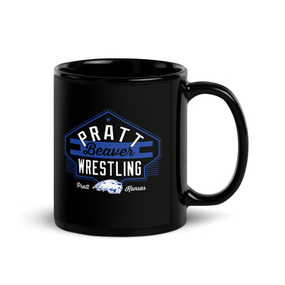 Pratt Beaver Wrestling Black Glossy Mug