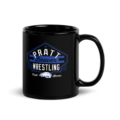 Pratt Beaver Wrestling Black Glossy Mug