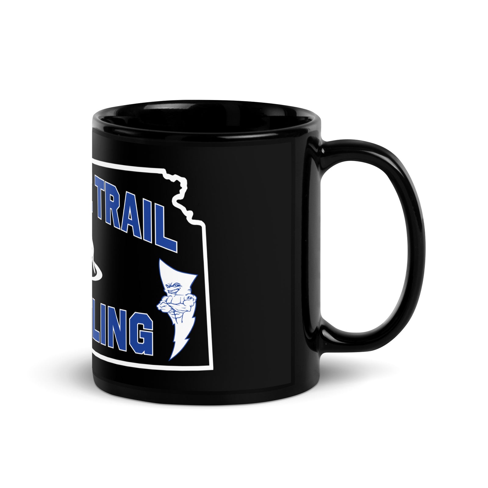 Santa Fe Trail Wrestling Black Glossy Mug