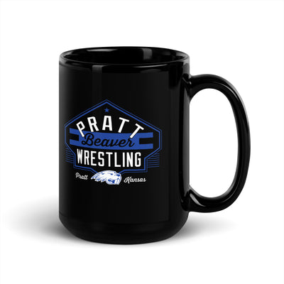 Pratt Beaver Wrestling Black Glossy Mug