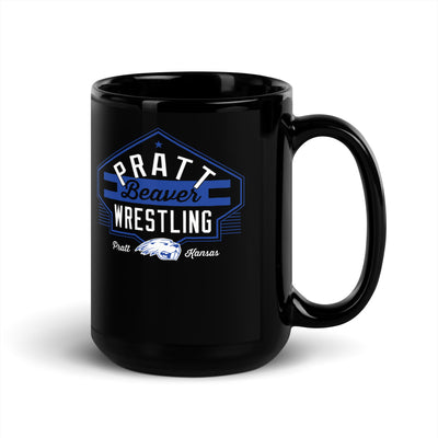 Pratt Beaver Wrestling Black Glossy Mug