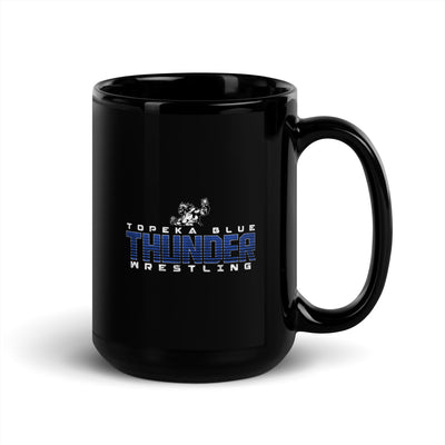 Topeka Blue Thunder Wrestling Black Glossy Mug