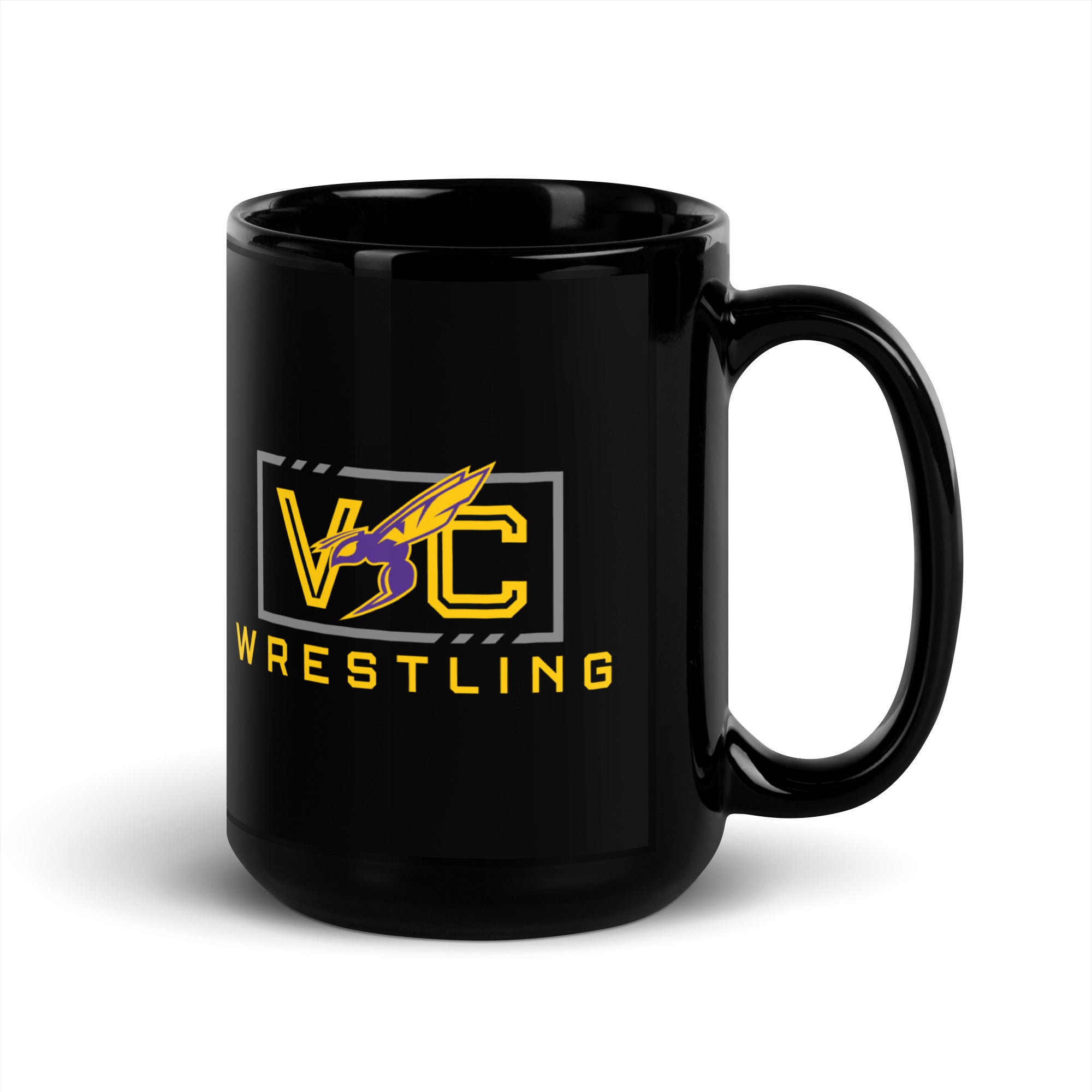 Valley Center Wrestling Club Black Glossy Mug