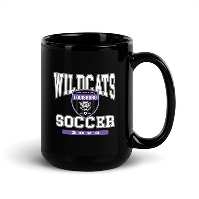 Louisburg High School Soccer Black Glossy Mug