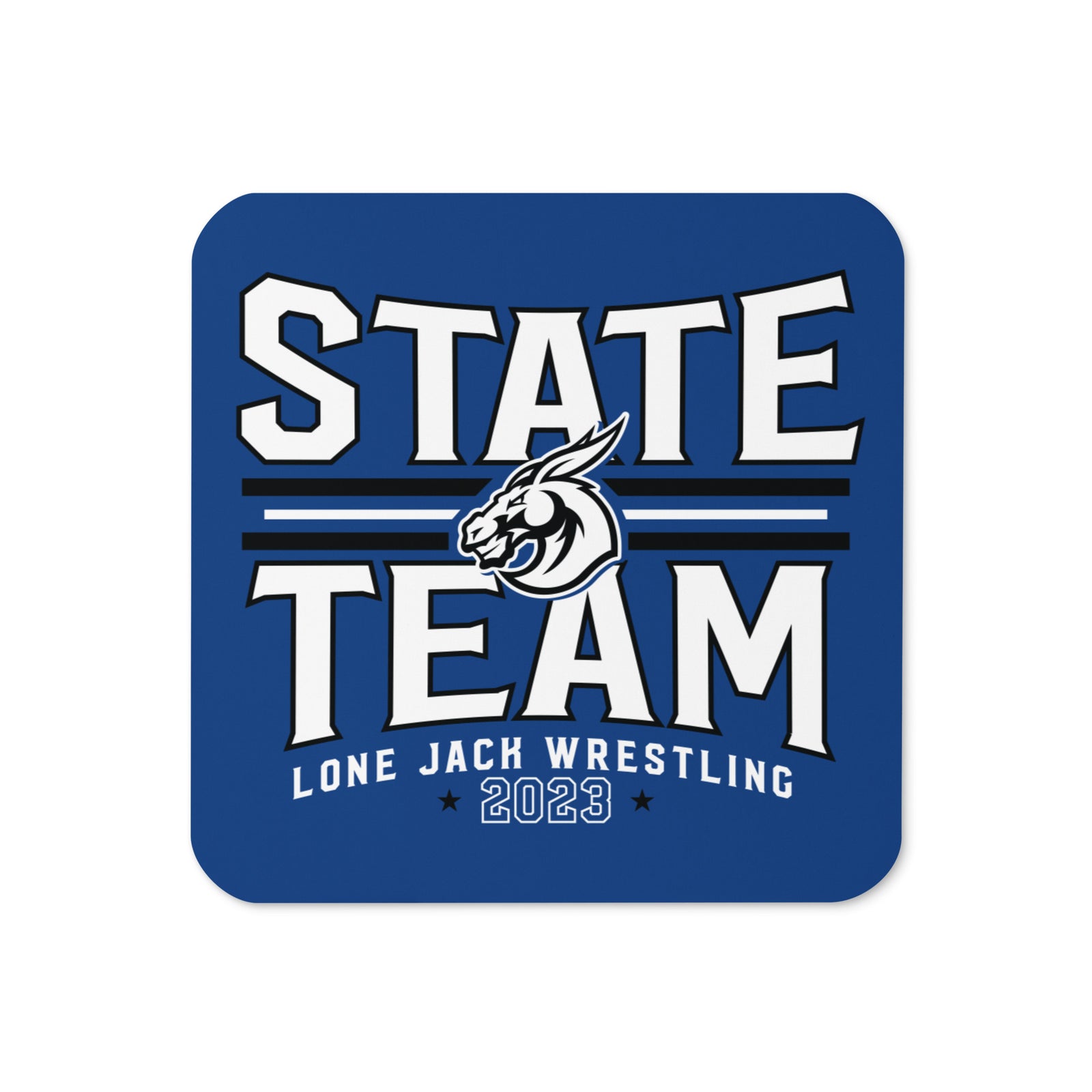 Lone Jack HS Wrestling State Shirts 2023 Cork Back Coaster
