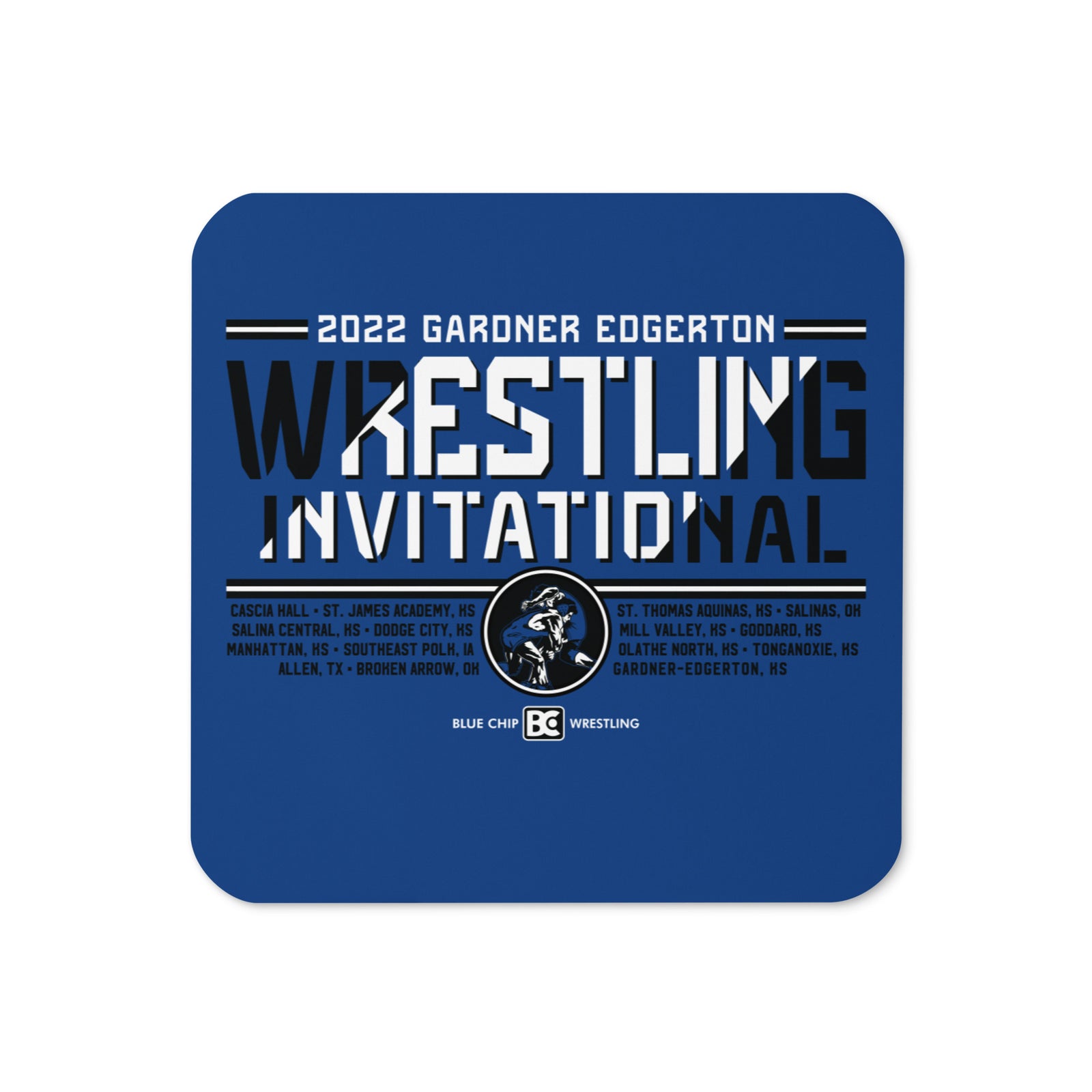 2022 Gardner Edgerton Wrestling Invitational Cork Back Coaster