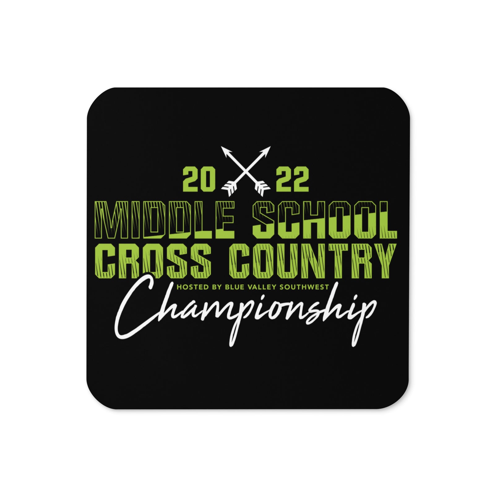 '22 Middle School XC Championship Neon Green Cork Back Coaster