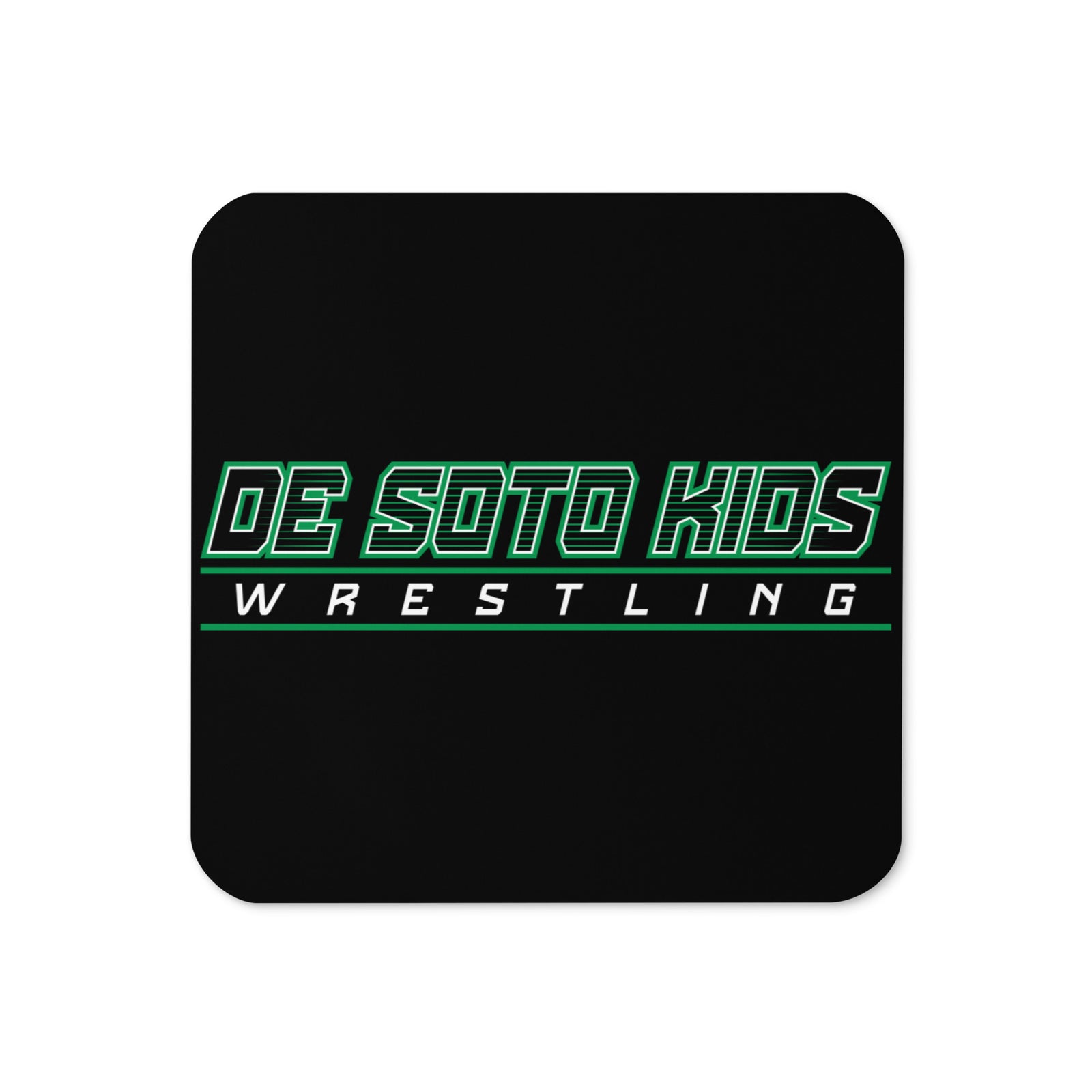 De Soto Kids Wrestling Black Cork Back Coaster
