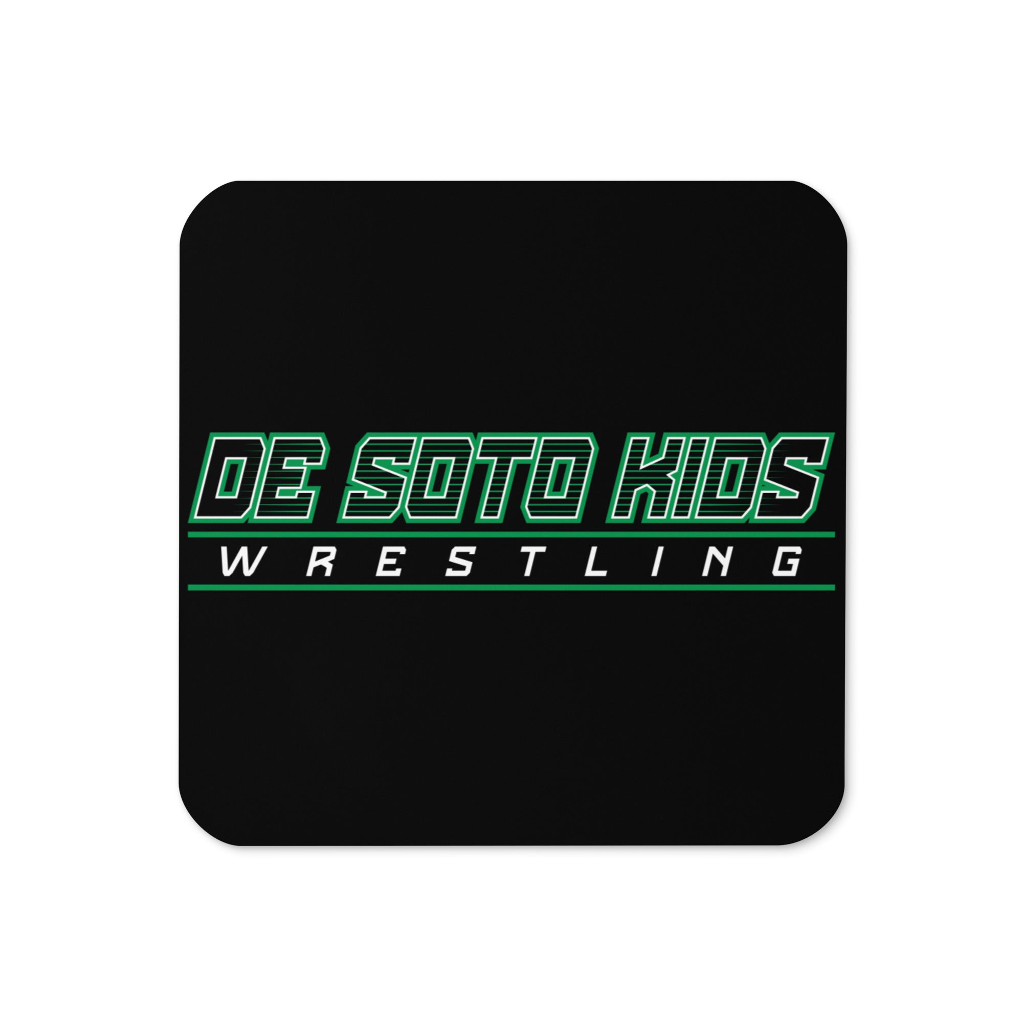 De Soto Kids Wrestling Black Cork Back Coaster