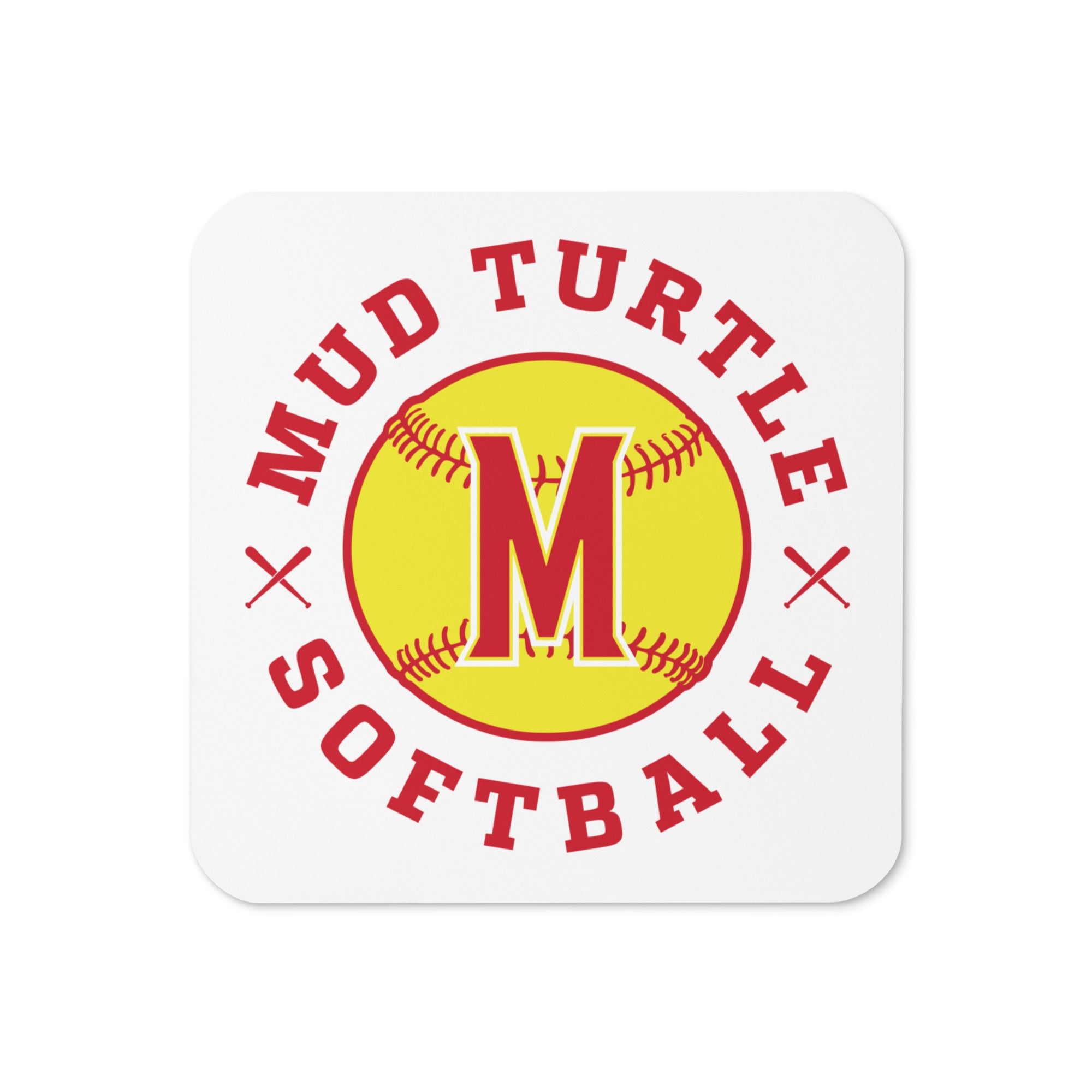 Mud Turtle Softball Cork Back Coaster