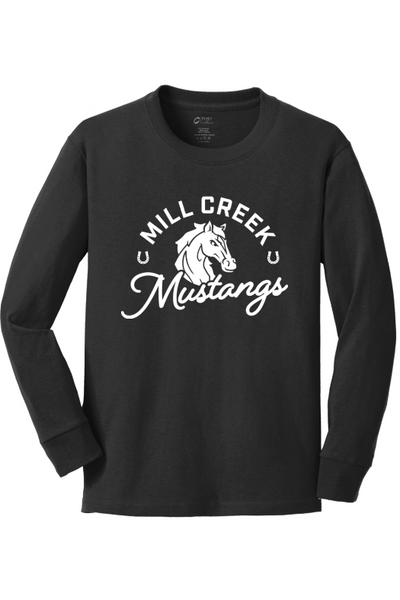 Mill Creek Elementary Port & Company Youth Long Sleeve Core Cotton Tee. PC54YLS