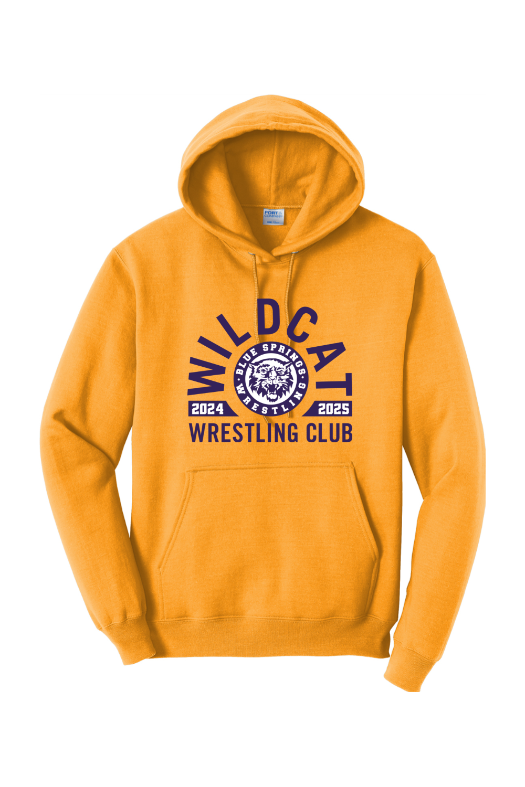 Wildcat Wrestling Club Port & Company - Core Fleece Pullover Hooded Sweatshirt. PC78H