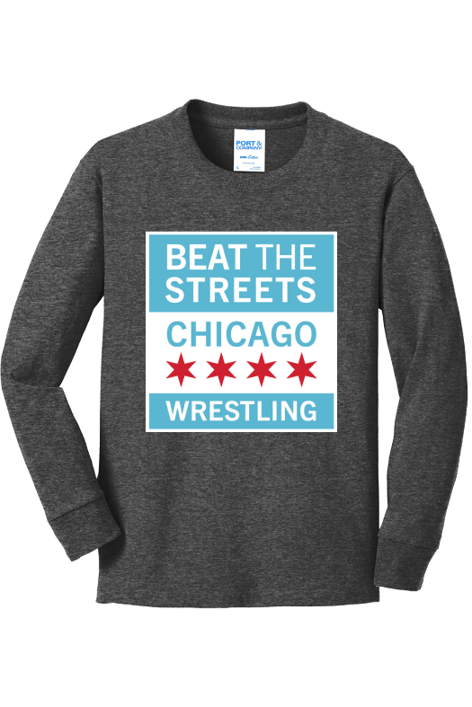 Beat the Streets - Chicago Port & Company Youth Long Sleeve Core Cotton Tee. PC54YLS