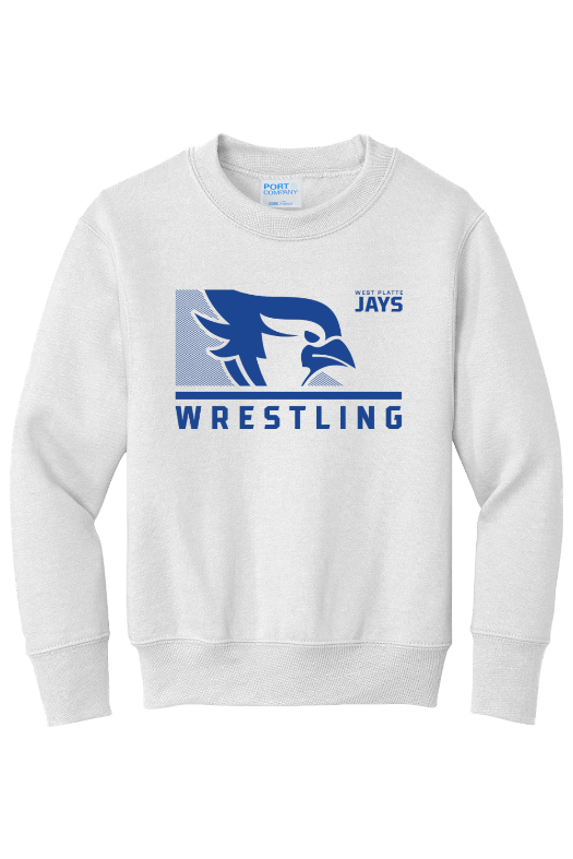 West Platte Wrestling Port & Company - Youth Core Fleece Crewneck Sweatshirt. PC90Y