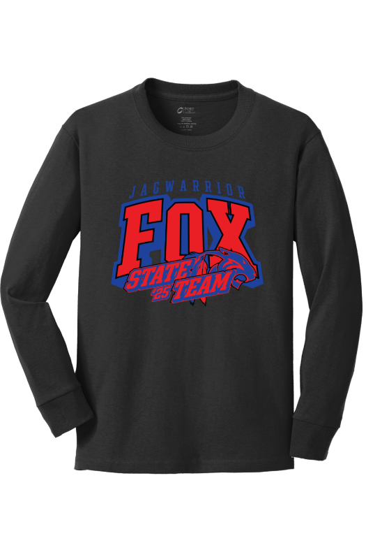 JagWarrior Fox Wrestling Port & Company Youth Long Sleeve Core Cotton Tee. PC54YLS