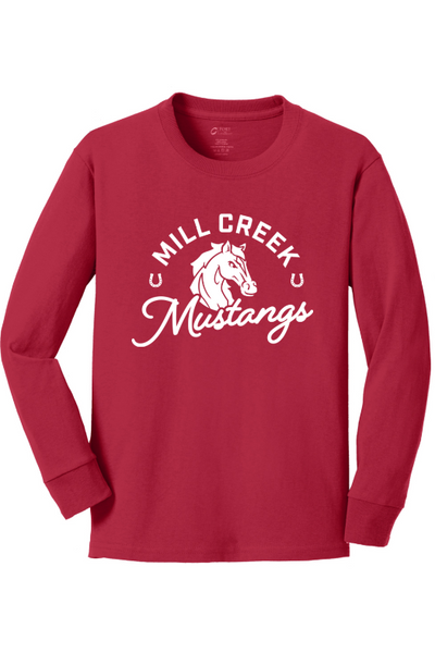 Mill Creek Elementary Port & Company Youth Long Sleeve Core Cotton Tee. PC54YLS