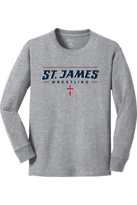 St. James Wrestling 2 Port & Company Youth Long Sleeve Core Cotton Tee. PC54YLS