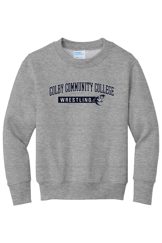 Colby Community College Wrestling Port & Company - Youth Core Fleece Crewneck Sweatshirt. PC90Y