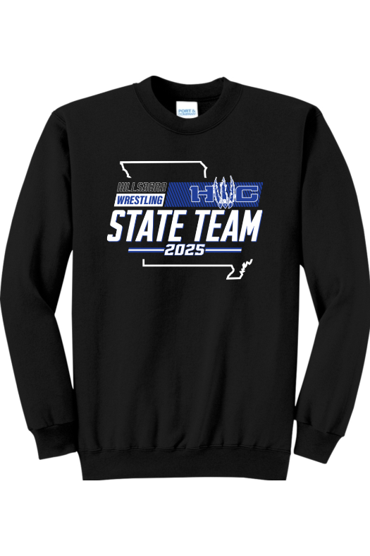 Hillsboro Wrestling Club - State Gear 2025 Port & Company - Core Fleece Crewneck Sweatshirt. PC78