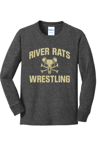 River Rats Wrestling Port & Company Youth Long Sleeve Core Cotton Tee. PC54YLS