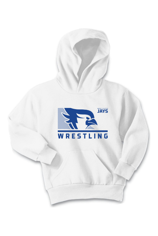 West Platte Wrestling Port & Company - Youth Core Fleece Pullover Hooded Sweatshirt. PC90YH