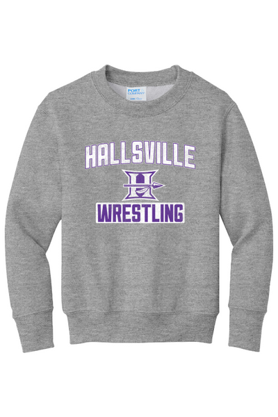 Hallsville Wrestling Port & Company - Youth Core Fleece Crewneck Sweatshirt. PC90Y