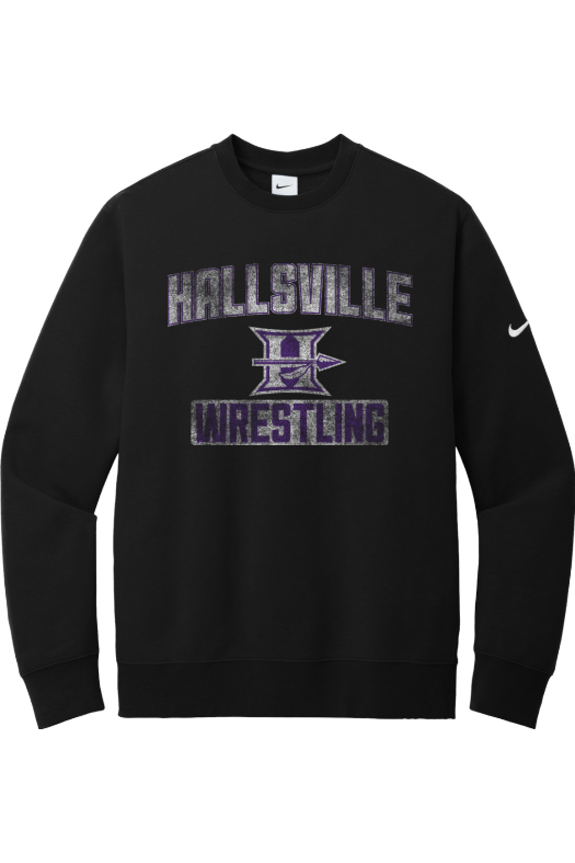 Hallsville Wrestling Nike Club Fleece Sleeve Swoosh Crew NKFD9863