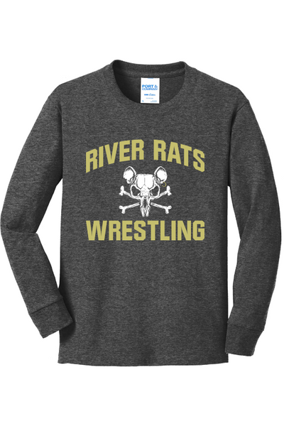 River Rats Wrestling Port & Company Youth Long Sleeve Core Cotton Tee. PC54YLS