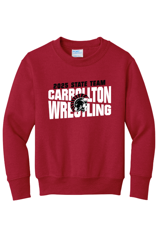 Carrollton Youth Wrestling - MO KIDS STATE Port & Company - Youth Core Fleece Crewneck Sweatshirt. PC90Y