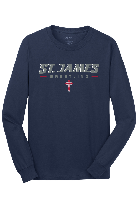 St. James Wrestling 2 Port & Company - Long Sleeve Core Cotton Tee. PC54LS