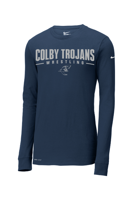 Colby Community College Wrestling Nike Dri-FIT Cotton/Poly Long Sleeve Tee. NKBQ5230