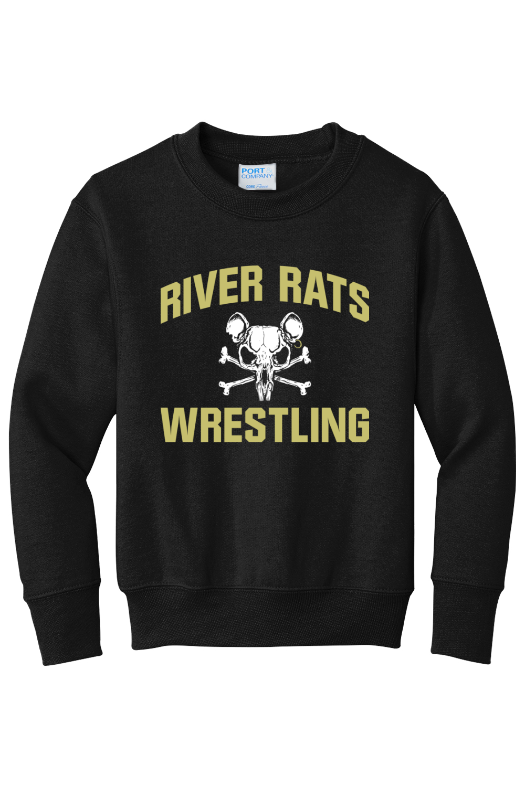 River Rats Wrestling Port & Company - Youth Core Fleece Crewneck Sweatshirt. PC90Y