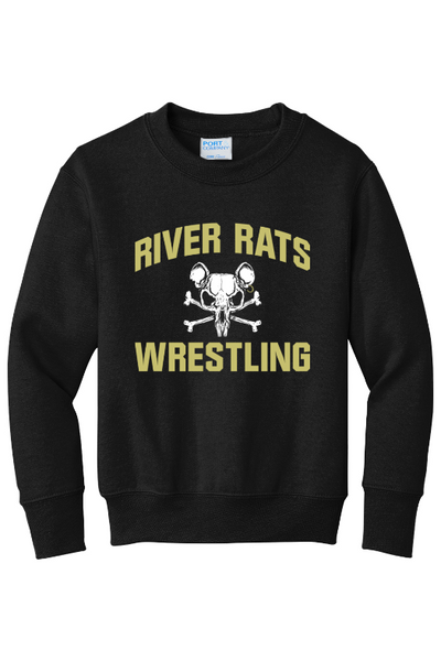 River Rats Wrestling Port & Company - Youth Core Fleece Crewneck Sweatshirt. PC90Y