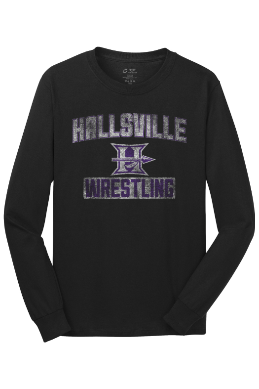 Hallsville Wrestling Port & Company - Long Sleeve Core Cotton Tee. PC54LS