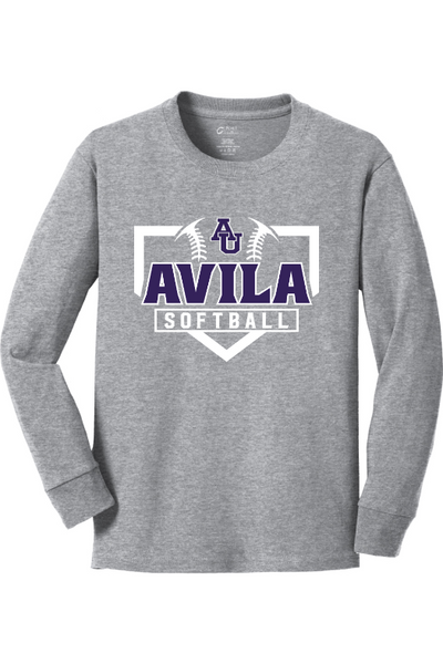 Avila Softball Port & Company Youth Long Sleeve Core Cotton Tee. PC54YLS