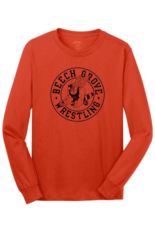 Beech Grove Wrestling Port & Company - Long Sleeve Core Cotton Tee. PC54LS