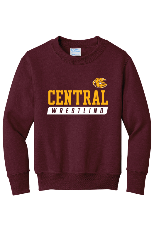 West Allis Central Wrestling Port & Company - Youth Core Fleece Crewneck Sweatshirt. PC90Y