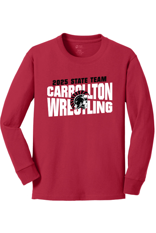 Carrollton Youth Wrestling - MO KIDS STATE Port & Company Youth Long Sleeve Core Cotton Tee. PC54YLS