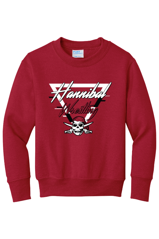 Hannibal Wrestling Port & Company - Youth Core Fleece Crewneck Sweatshirt. PC90Y