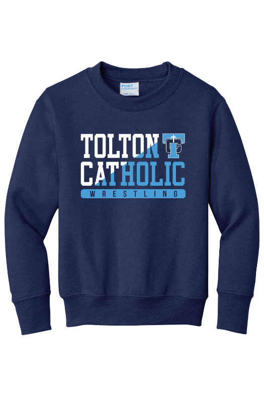 Father Tolton Catholic - Wrestling Port & Company - Youth Core Fleece Crewneck Sweatshirt. PC90Y