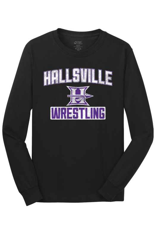 Hallsville Wrestling Port & Company - Long Sleeve Core Cotton Tee. PC54LS