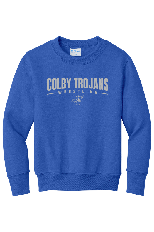 Colby Community College Wrestling Port & Company - Youth Core Fleece Crewneck Sweatshirt. PC90Y