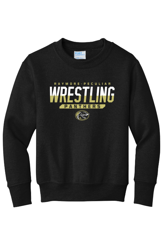 Ray Pec Wrestling Port & Company - Youth Core Fleece Crewneck Sweatshirt. PC90Y