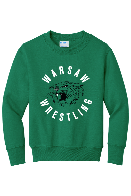 Warsaw Wrestling Port & Company - Youth Core Fleece Crewneck Sweatshirt. PC90Y