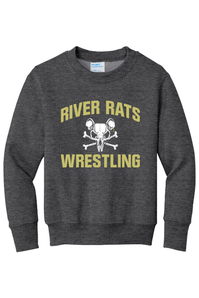 River Rats Wrestling Port & Company - Youth Core Fleece Crewneck Sweatshirt. PC90Y