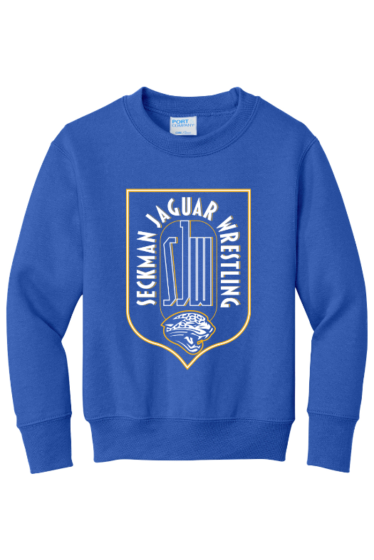 Seckman Wrestling Port & Company - Youth Core Fleece Crewneck Sweatshirt. PC90Y
