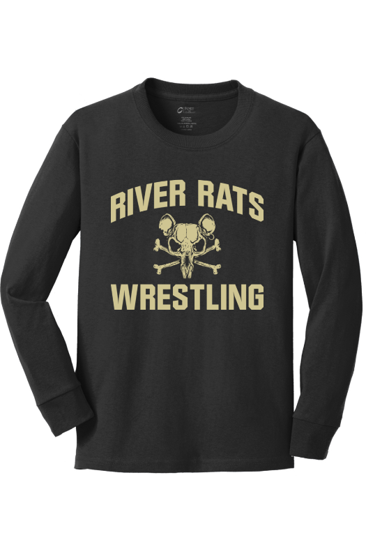 River Rats Wrestling Port & Company Youth Long Sleeve Core Cotton Tee. PC54YLS