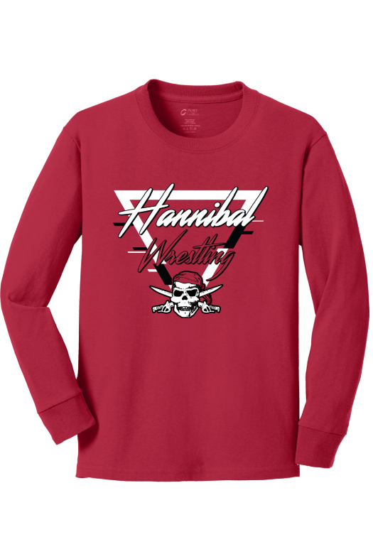 Hannibal Wrestling Port & Company Youth Long Sleeve Core Cotton Tee. PC54YLS